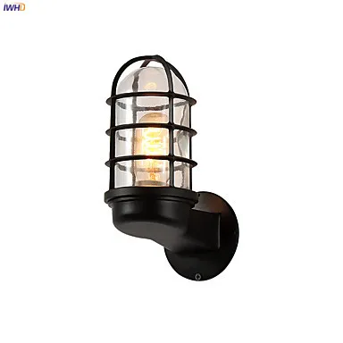 

IWHD Retro Loft Black Wall Light Fixtures Bedroom Bathroom Stair Wandlamp Industrial Vintage Wall Lamp Sconce Aplique Luz Pared