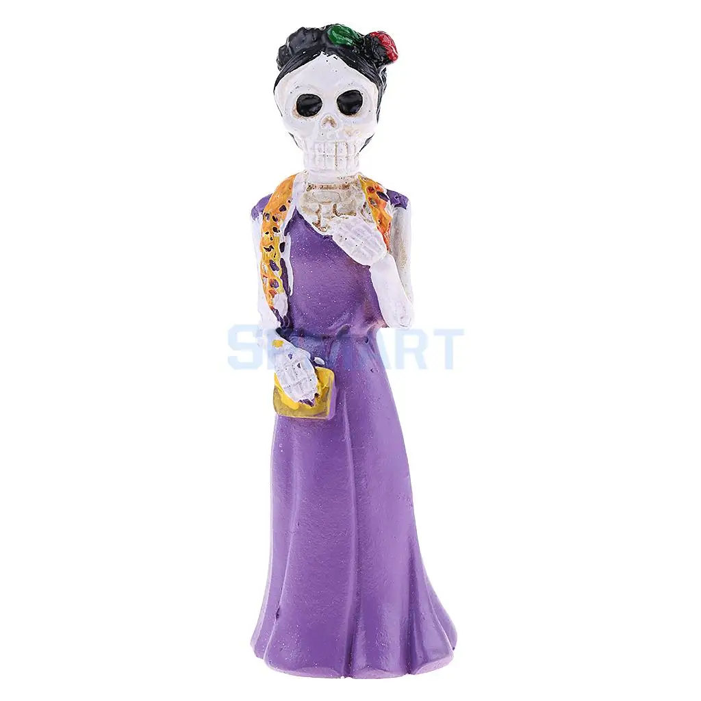 Purple Resin Woman Human Skull Model Miniature Statue for House Garden Yard Office Decoration Sand Table Game Parts