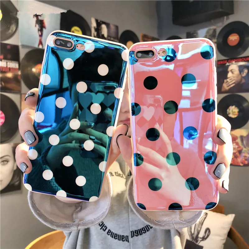 

Wave Point Dot Blue Light Blu-ray Soft Silicon Cover Case for Iphone 7 7plus 6 S 6s Plus 8 8plus X 10 Fashion Phone Cases Coque