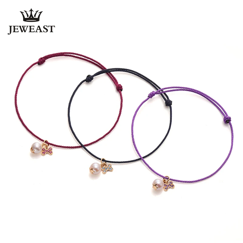 

Natural pearl 18k Pure Gold Female Bracelets Fine Jewelry Gift Girl Thin Trendy Solid 750 Real Bangle Party Good Nice