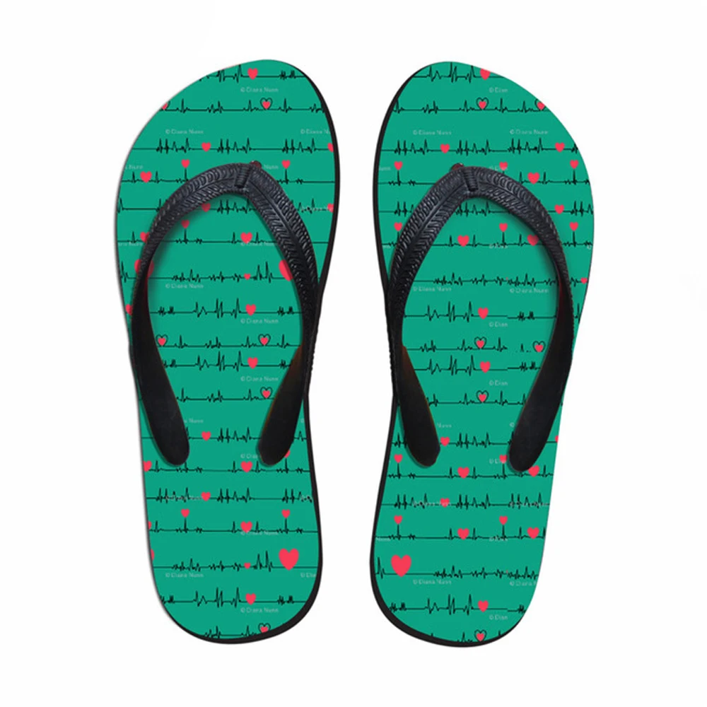 

Customized Funny 3D Heart Rate Pattern Casual Brand Women's Flip Flops Fashion Summer Women Flip Flops Slippers Woman Slip-on