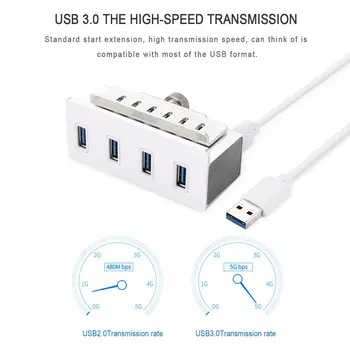 

HOT-USB 3.0 Clamp Hub Premium Aluminium 4-port Hub of Adjustable Clip Buckle for iMAC Slim Unibody All-in-one Desktop or any P