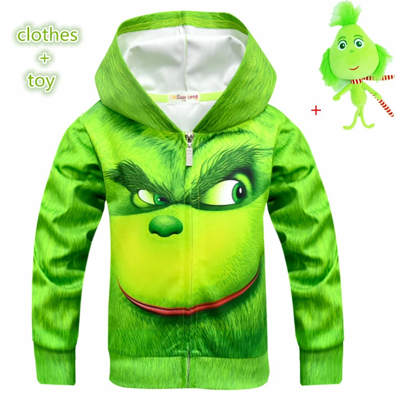 

2019 The GRINCH FULL FACE Game green tshirts Printed Cartoon Grinch t-shirts Boys coat fashion Sports Thin Spring Autumn Clothes