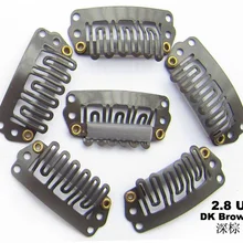 100 шт/партия заколки для париков зажим для наращивания волос 28 мм, темно-коричневый