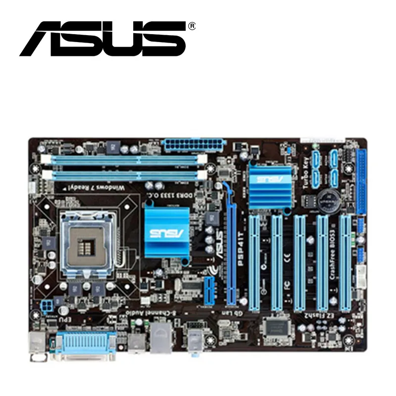 Настольная Материнская плата Asus P5P41T P41 Socket LGA 775 Q8200 Q8300 DDR3 8G ATX UEFI BIOS оригинальная