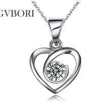 GVBORI День Святого Валентина классический подарок 14 к белое золото натуральный Бриллиантовая подвеска в форме сердца для женщин Свадебные ювелирные изделия
