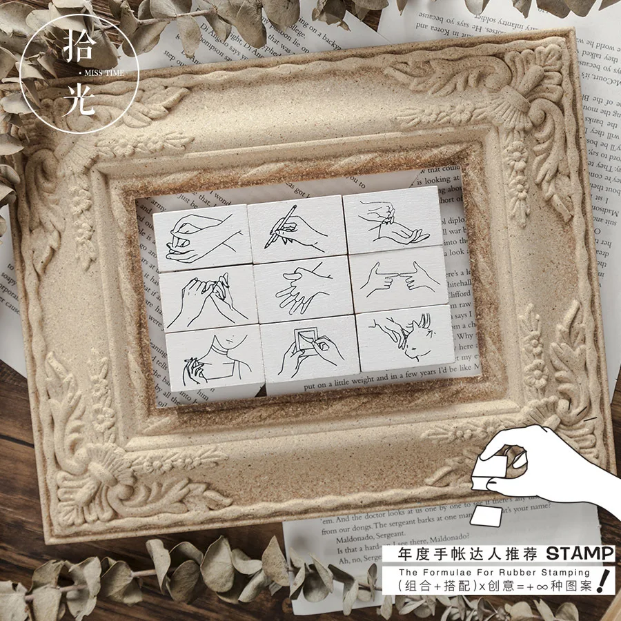 

15 Ddesigns Mixed Love And Fingers Cool Wooden Stamps DIY Sticker Journal Diary Deco Gift