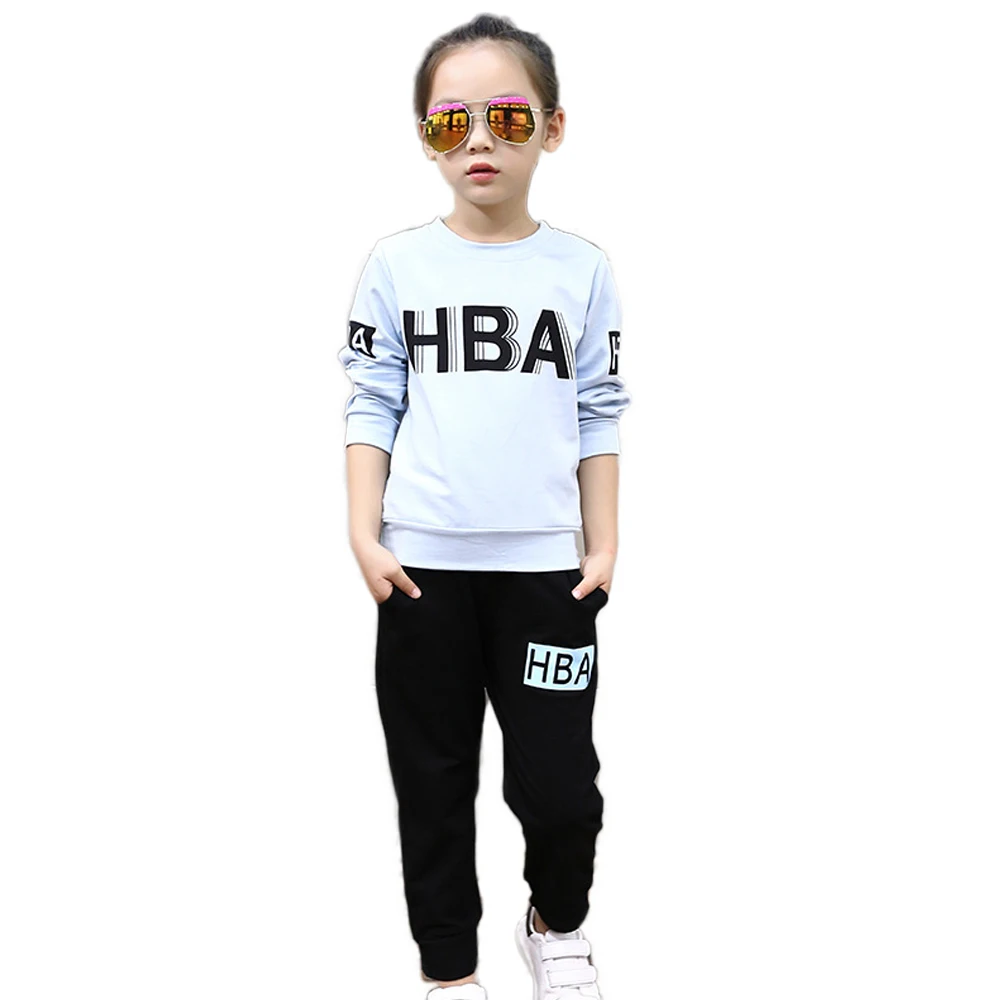 Tribros 2017 Spring Summer Style Baby Girl Clothes Letter O Neck Tracksuit For Girls Costume For