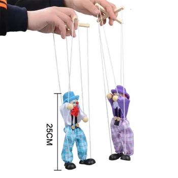 

25cm Vintage Muppets Baby Toys Hand Finger Puppets Clown Wooden Marionette Toy Joint Activity Doll Funny Traditions Classic Toy
