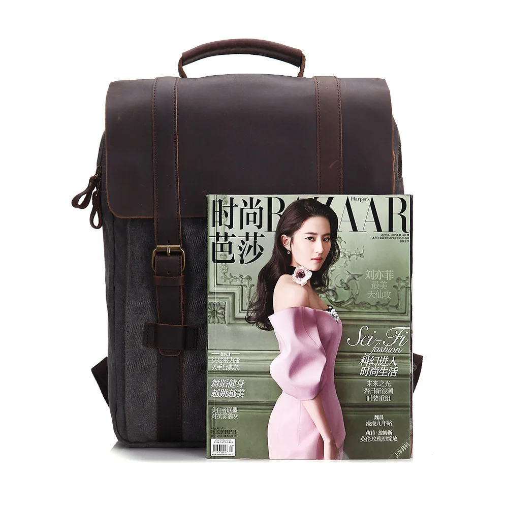 Для мужчин женщин Холст Рюкзак пояса из натуральной кожи Винтаж школьная сумка, рюкзак повседневное Досуг дорожная сумка ноутбук рюкзаки