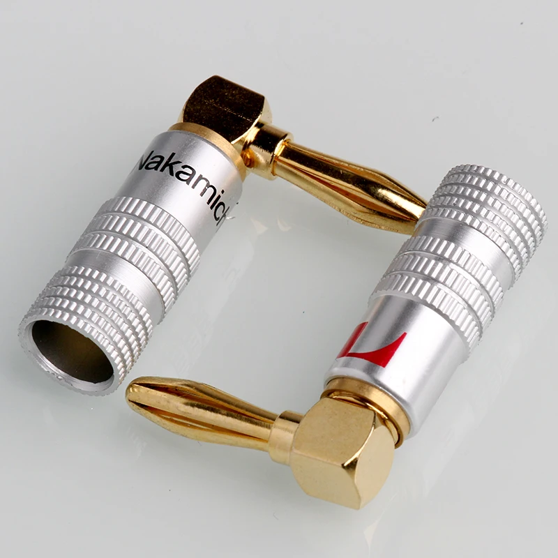 

4PCS Nakamichi Banana Plug Right Angle 90 Degree 4mm Gold-Plated Video Speaker Adapter Audio Connector Banana Connectors
