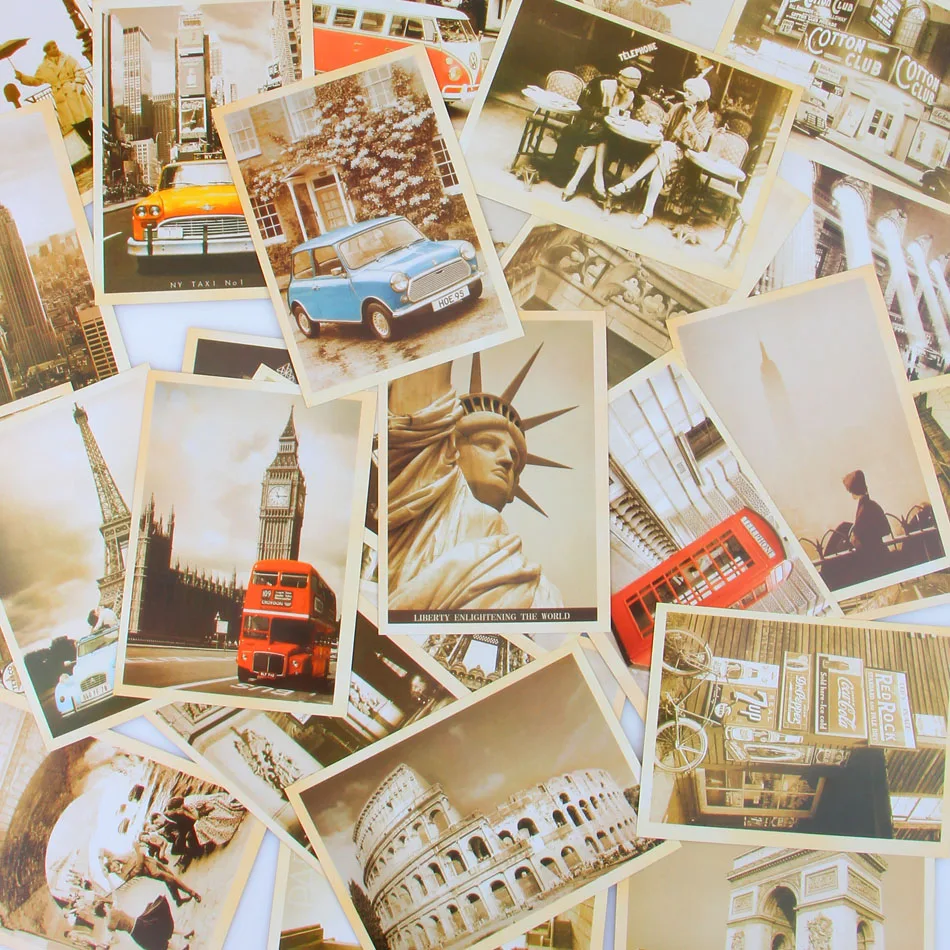 

32pcs/lot Classical Famous Europe Building Vintage style memory postcard set /Greeting Cards/gift cards/Christmas postcards