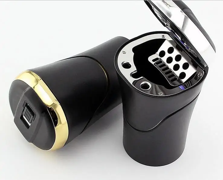 Portable USB Car Ashtray With Lighter LED Light Auto Travel Cigarette