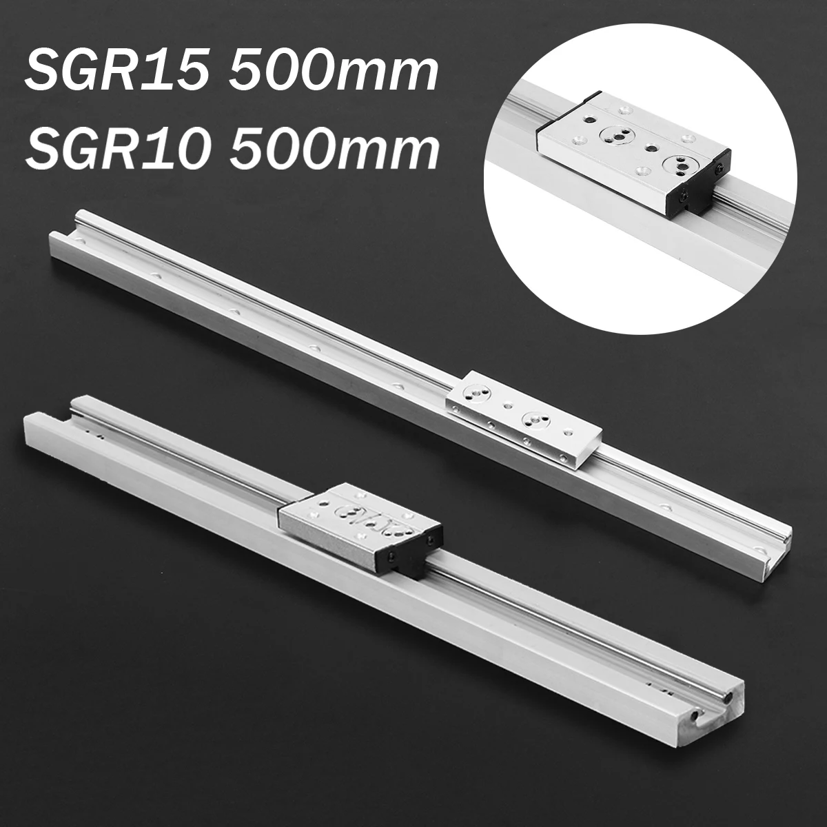 

SGR10/SGR15 500mm Sliver Linear Rail Guide Double Shaft + SGB10/SGR15 4 Wheel Linear Rail Block CNC Tool Sets