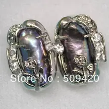 >>>>> 5 шт. натуральный черный бива жемчужной сережкой шпильки жемчужина размер: 7*18 м