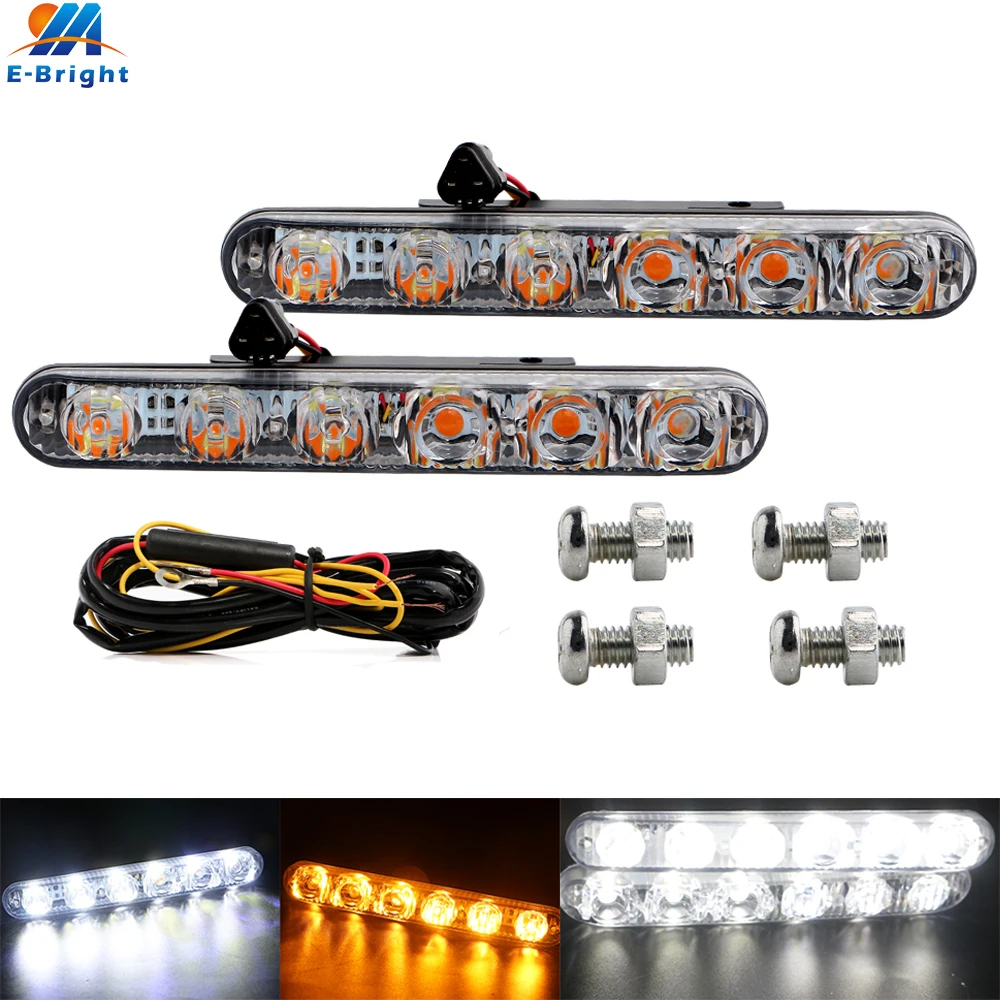 1 Set 12V 6 SMD LED Daytime Running Light DRL Auto Driving Front Fog