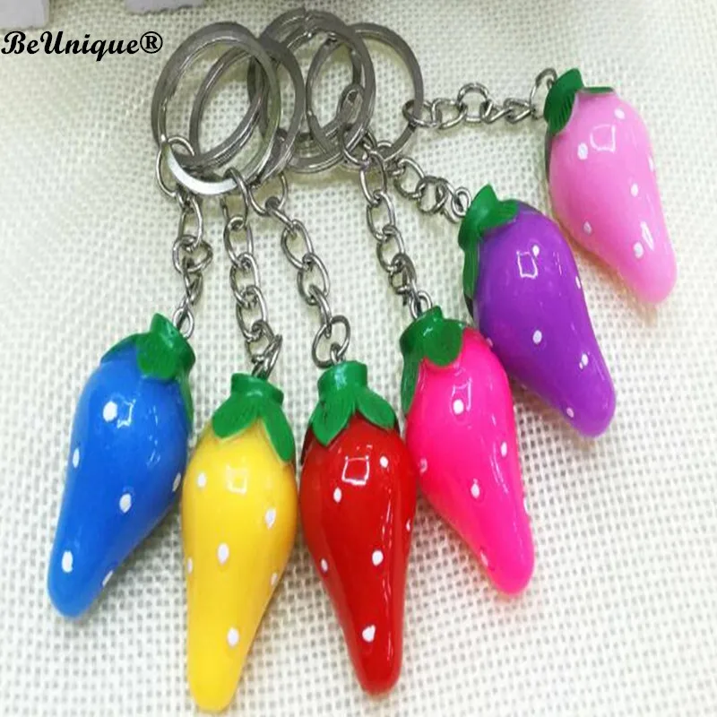 Resin Simulation fruit vegetable keychain pendant strawberry keyring