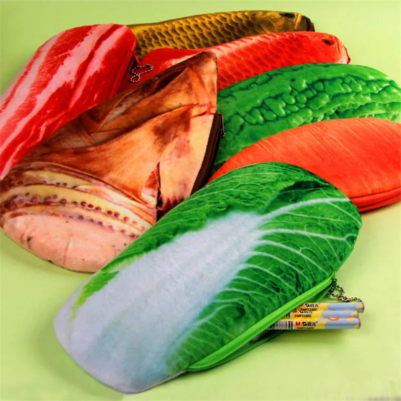 

New Arrival Creative Fruit Plush Pencil Case Simple Design Style Zipper Solid Color Pencil Bags Office Stationery Supplies