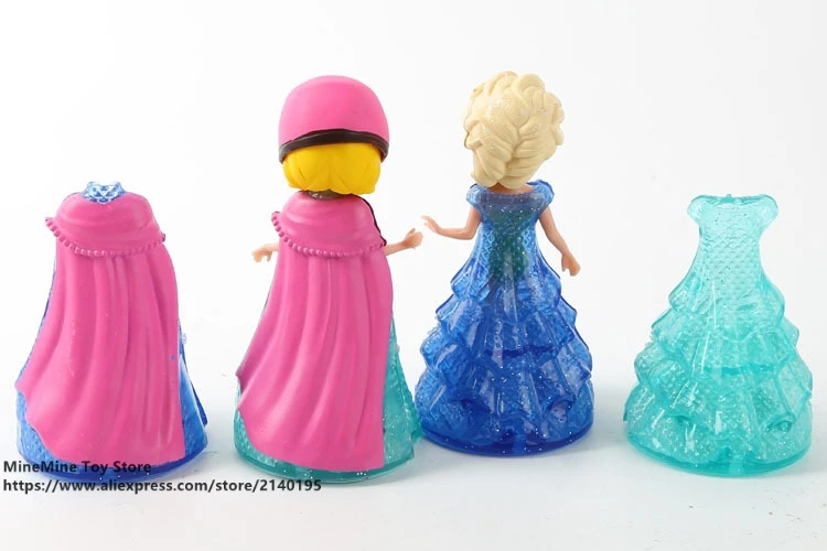 ZXZ Frozen Princess Elsa Anna 10cm 4pcs/set Action Figure Model Anime Mini Decoration PVC Collection Figurine Toys model gift