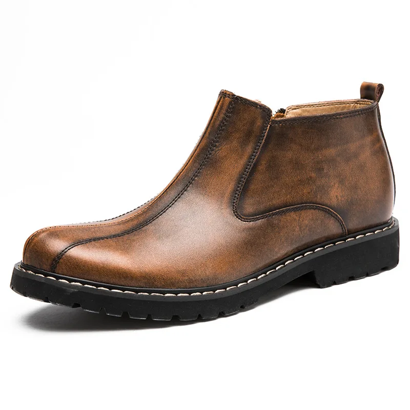 

Oil Wax Genuine Leather Cowhide Handsome Youth Men Vintage Martin Boots Hiking Shoes Sneakers Outdoor Sports Walking Footwear