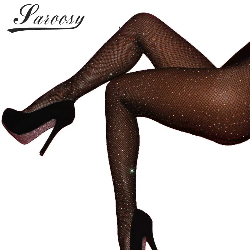 

2018 HOT NEW Shine Crystal Fishnet Tights Pantyhose Stockings for Women Multi Color Diamonds Fish Net Tights Plus Size