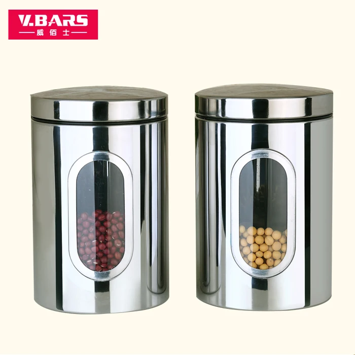 

Stainless steel sealed cans dried fruit tea food large storage box transparent visualization window storage bottle