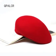 QPALCR высококачественные повседневные шерстяные шляпы fedora Британский ретро чистый цвет кепка газетчика 6 цветов шерстяной берет шляпа