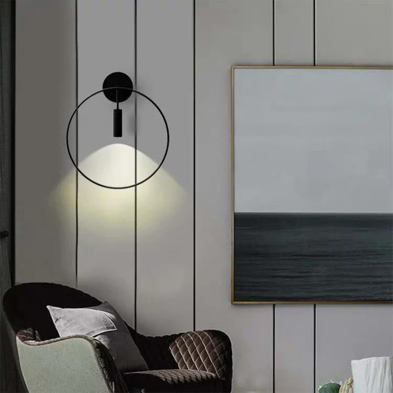 Circular Minimalist Living room Led Wall Lamp Bathroom Lights Bedroom Bedside Wall Lights Sconce Surface Mount Indoor Deco Lamp swing arm wall lamp