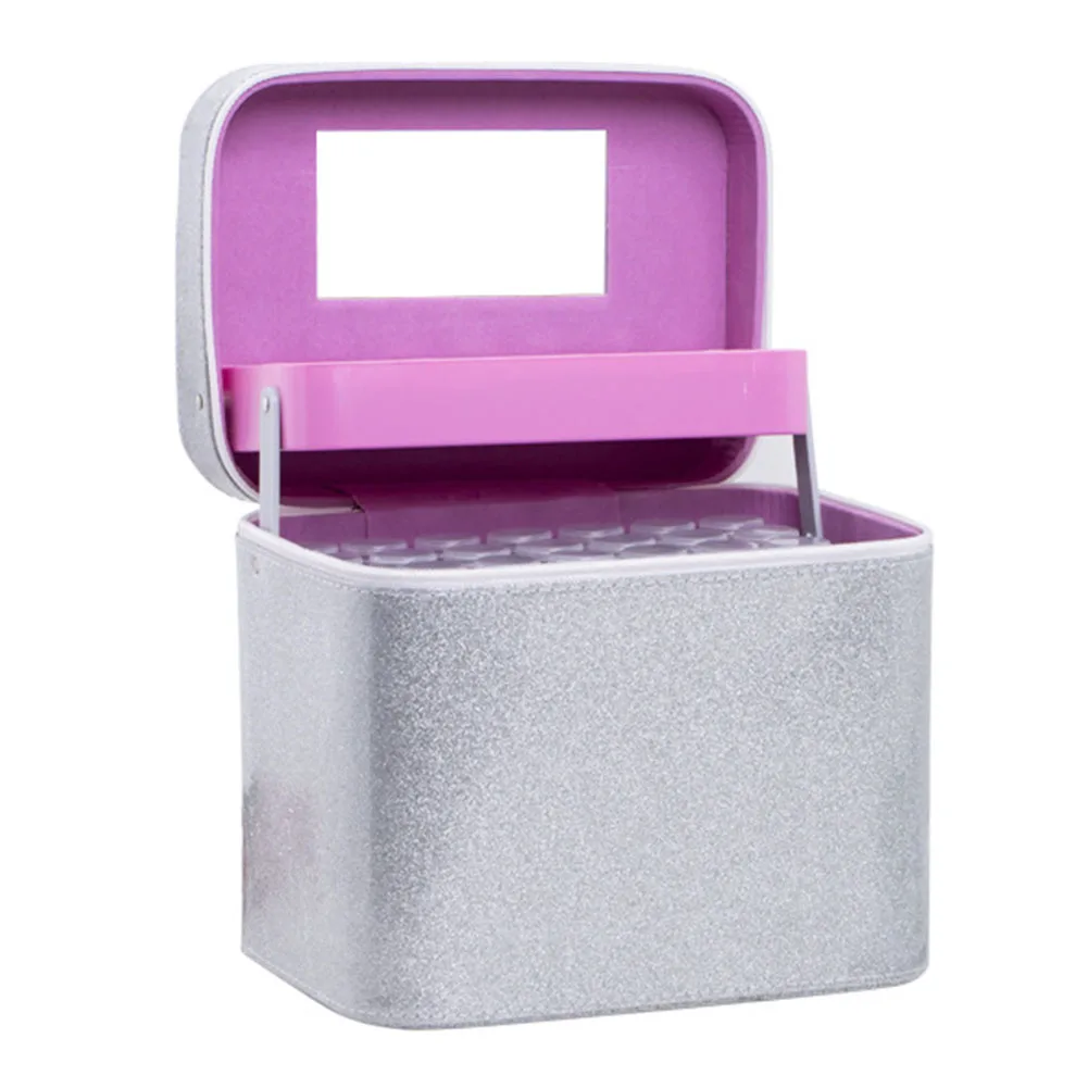 

126 Bottle Handbag Case Solid Embroidery Exquisite Beads Accessory Durable PU Non Toxic Zipper Storage Box Display Diamond