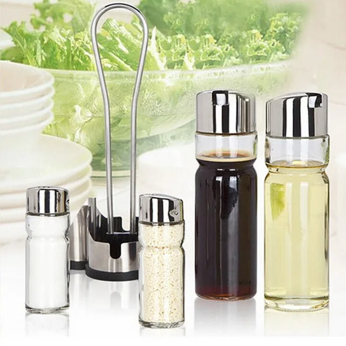 4pcs/sets Stainless steel spice jar seasoning spice tools vinegar sauce