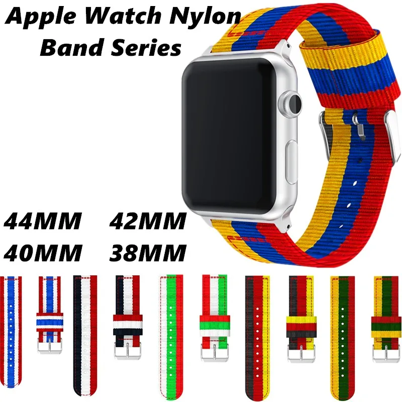 

Sport Stripe Nylon Loop Watch Band For Apple Watch 4/3/2/1 Bracelet WristBands Woven Nylon Strap For IWatch Serise 44/42/40/38mm