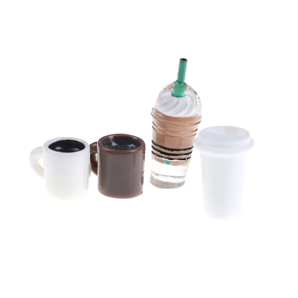 

4Pcs DIY Kitchen Room Food Drink Cup Miniature Dollhouse Coffee Cup MiniWorld Dolls Accessories For Barbie
