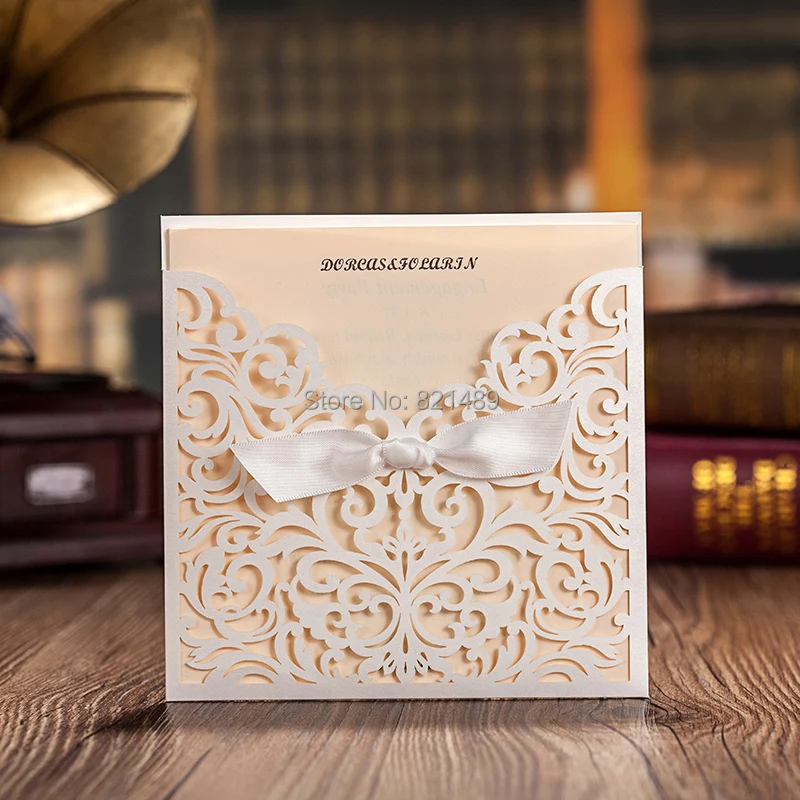 Aliexpress Com Black And White Pocket Wedding Invitation 100pcs Lotlaser Cut Pocket Invitations For Wedding Light Purple Cards Customized Size And Printing Invites
