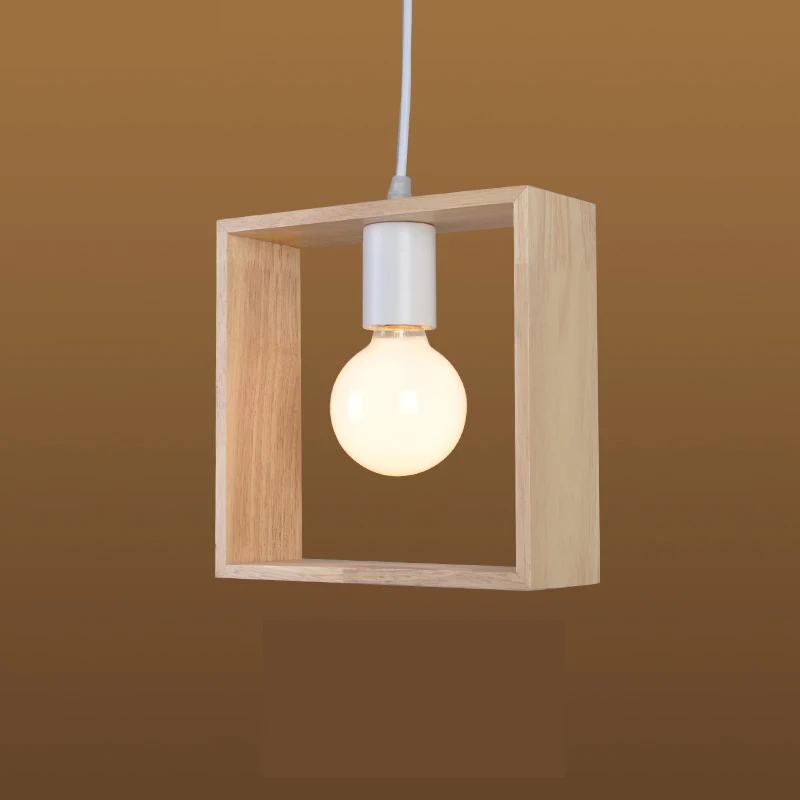 Nordic Wooden Pendant Lights Triangle Square Hexagon Geometry Drop Lighting Oak Wood Pendant Lamp Interior Design Home Lights (7)