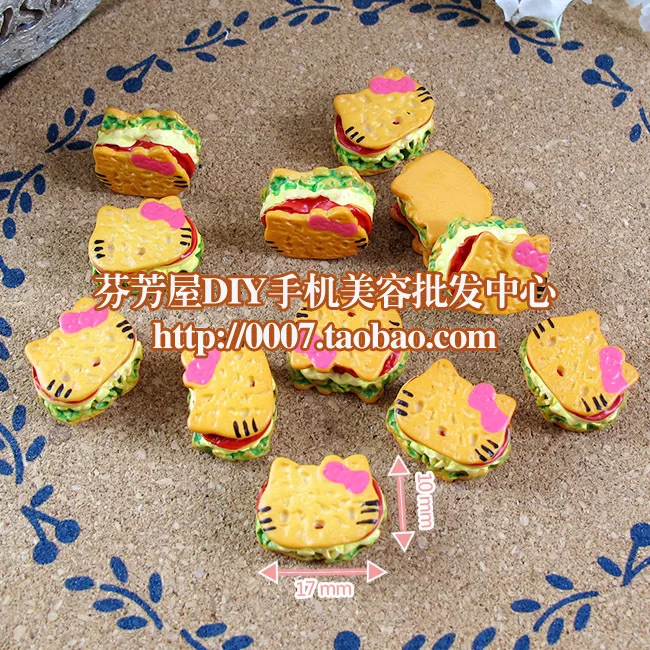 

50pcs/lot flat back resin Hello Kitty CC Hamburgers 17*10mm mixed crafts DIY home decorations