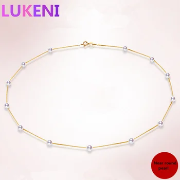 

Genuine Extremely luxurious 100% natural near round Pearl necklace Fashion pearl jewelry For women Free shipping 6.5mm-7mm pearl