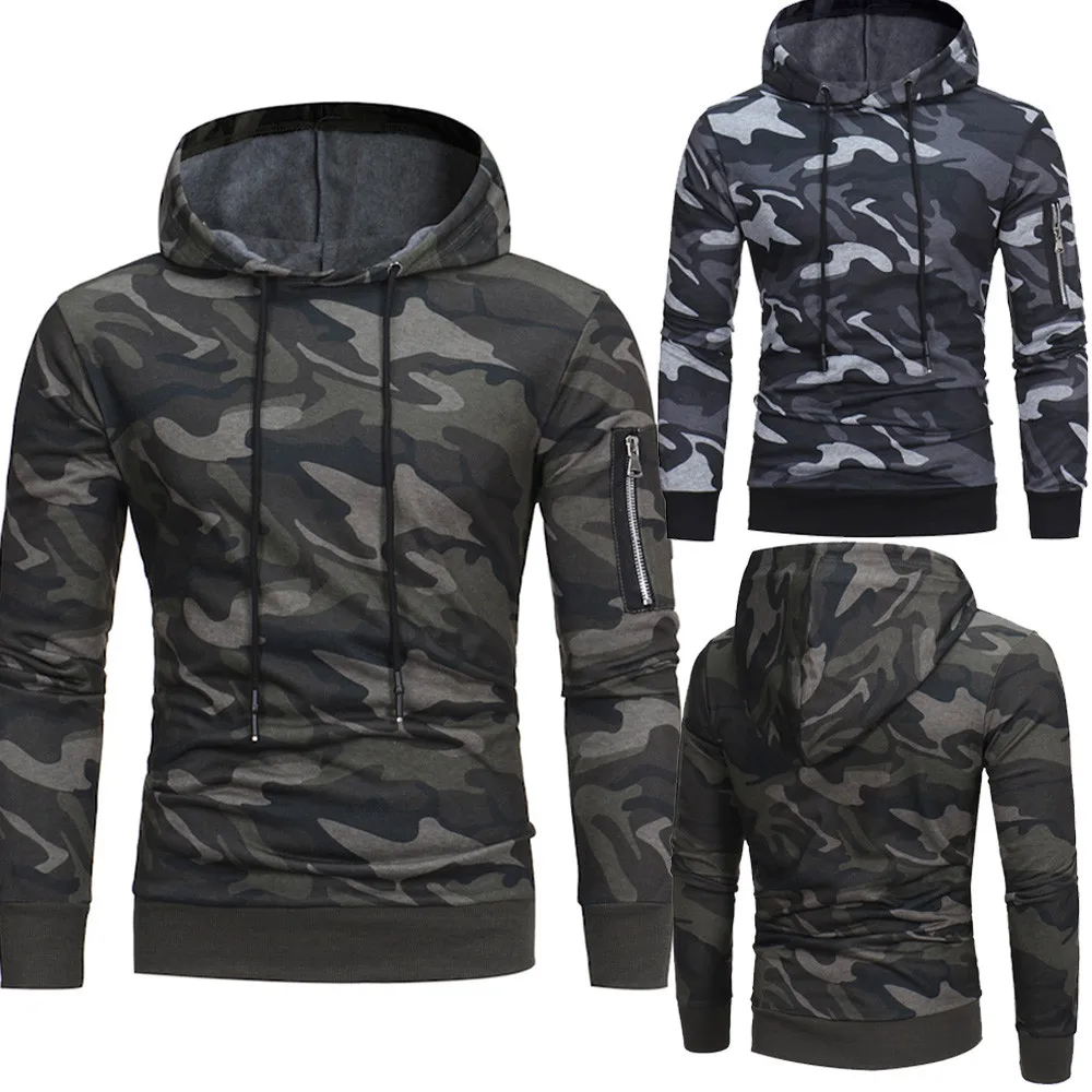 

Men's Hoodie Sweatshirts 2018 New Fashion Autumn Mens Casual Camouflage Style Hoodie Army Sweatshirt Tracksuit Male Hoodies 10