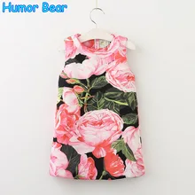 Humor Bear/платье для девочек г. дизайн, платье принцессы Одежда для девочек без рукавов с цветочным принтом розы От 3 до 8 лет Детские платья