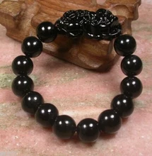 Wyan 370 милый черный k бусина с драконом Pi Xiu монета-браслет Feng Shui Lucky браслет (A0429)(China)