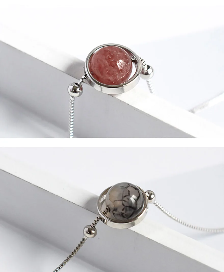 4Virgooer Silver 925 Jewelry Vintage Simple Style Crystal Aventurine Bracelet Yoga Energy Bangle For Gift Natural Stone Charm Bracelet
