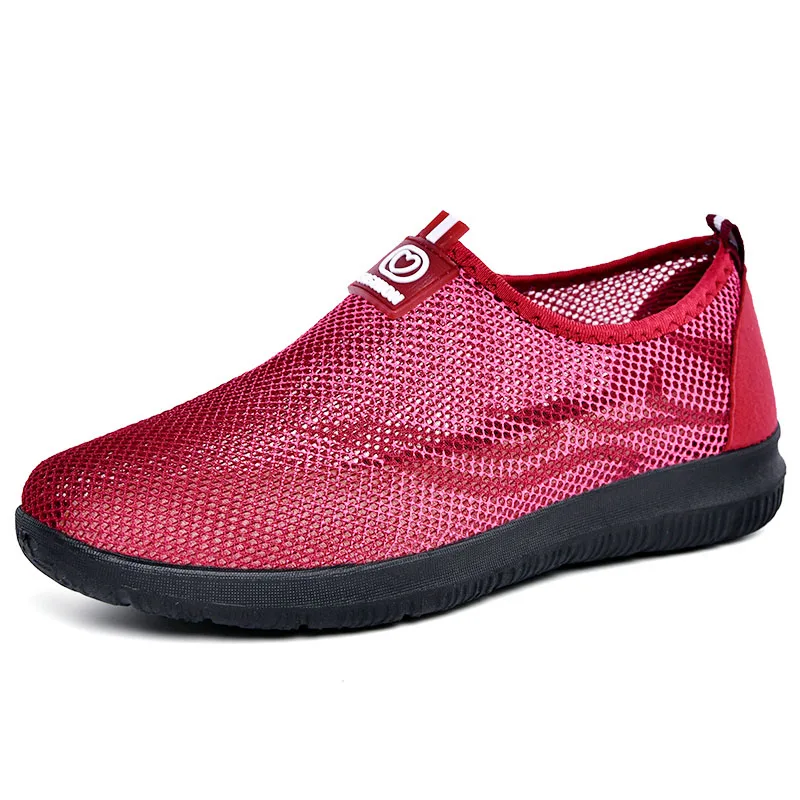 Обувь из сетчатого материала; женские кроссовки; летняя повседневная обувь на плоской подошве; женские дышащие лоферы; удобная прогулочная обувь; коллекция года; Zapatos De Mujer; размеры 36-41 - Цвет: Red