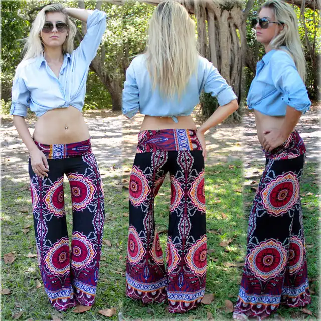 New Uk Stock Plus Size Sexy Women Floral Print Ladies Wide Leg