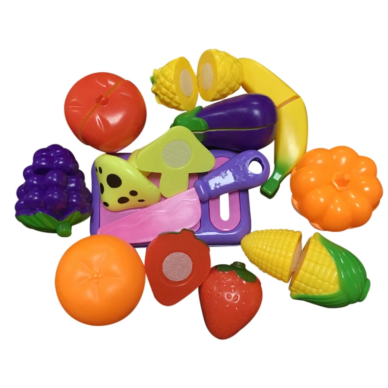 12Pcs/set Cut Vegetables Toy Food Miniature Plastic Fruit Toys Kitchen ...