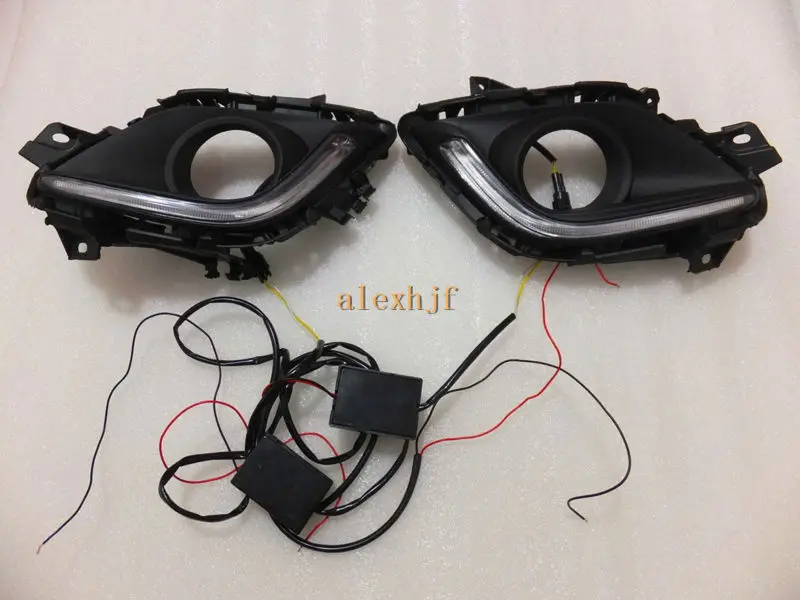 

July King LED Light Guide Daytime Running Lights DRL Yellow Turn Signal Light case for Mazda 6 Atenza 2013~2016, 1:1 replacement