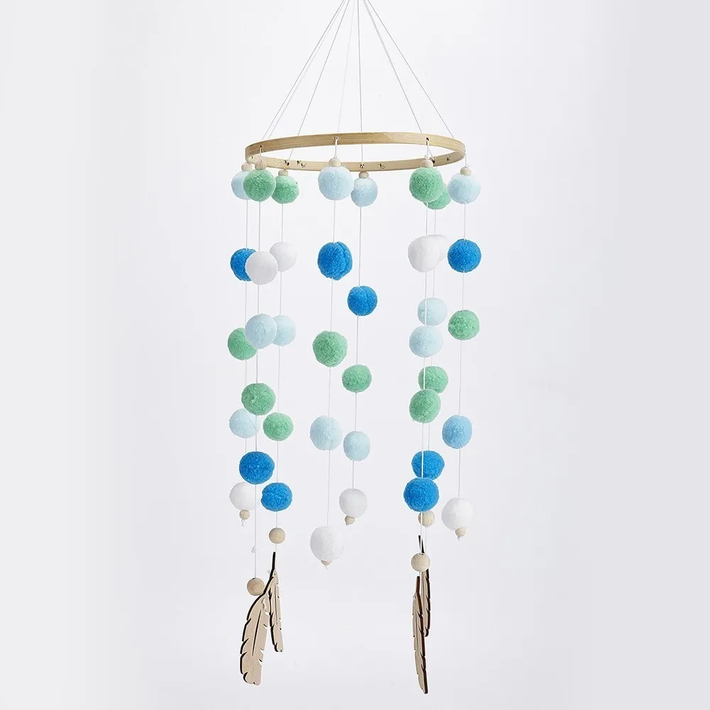 Baby Bed Bell Balls Feather Rattles Rotating Mobile Wind Chimes Crib Mobile Holder Arm Bracket Music Box Puzzle Gifts Baby Toys - Цвет: WJ3567D