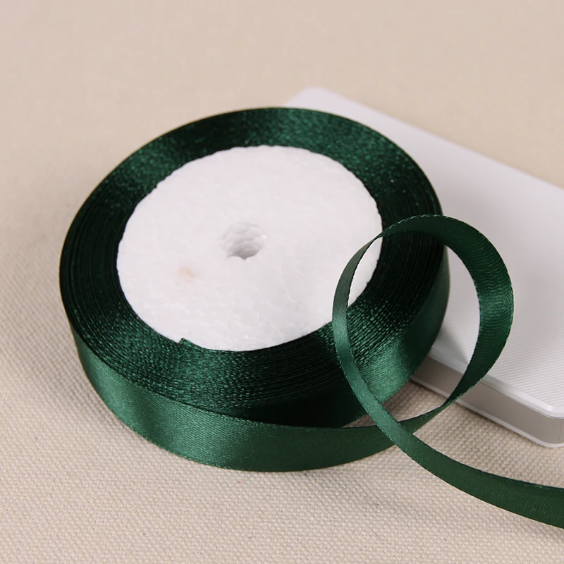 Dark Green Silk Satin Ribbon - 25 Yards for Wedding & Home Decor, Gift Wrapping, Sewing & DIY Accessories