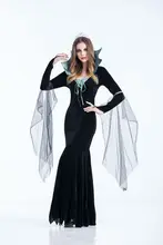 Bruja de halloween larga dress hembra adulta atractiva de cosplay de la manera noble mujeres dress scarey cosplay disfraces fantasía dress
