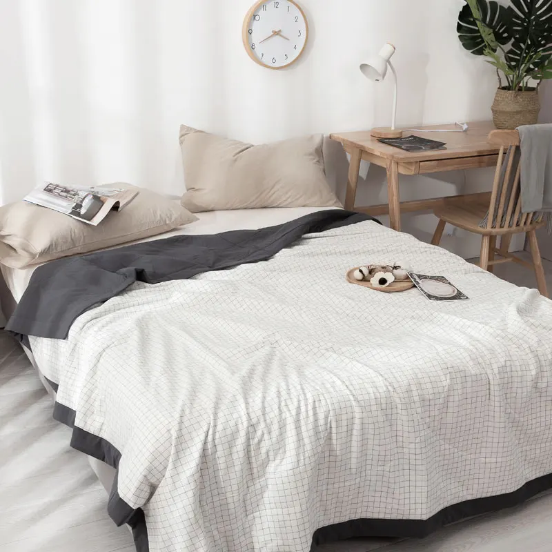 

water washed 100% Cotton Gauze Blanket Muslin Quilt Comforter Bedding Quilted Coverlet Soft Summer Bedding Throw Blanket