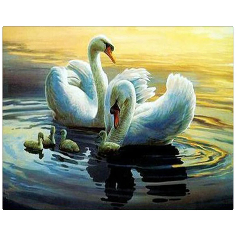 

New needlework Animals 100% full square drill diamond painting diy cross stitch diamond embroidery mosaic swans swimming cx