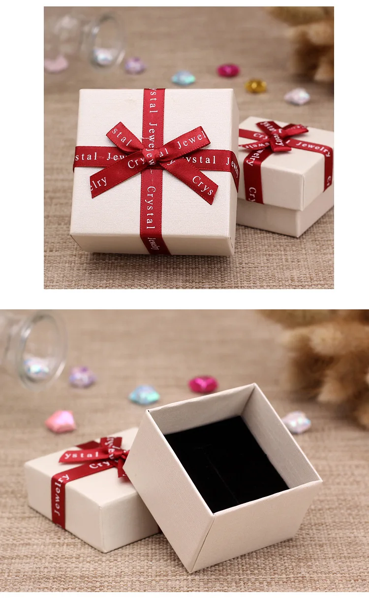 DoreenBeads коробки для ювелирных изделий бумажные бежевый цвет красная лента бант для ювелирных изделий упаковка для демонстрации подарок ожерелье серьги коробка, 1 шт